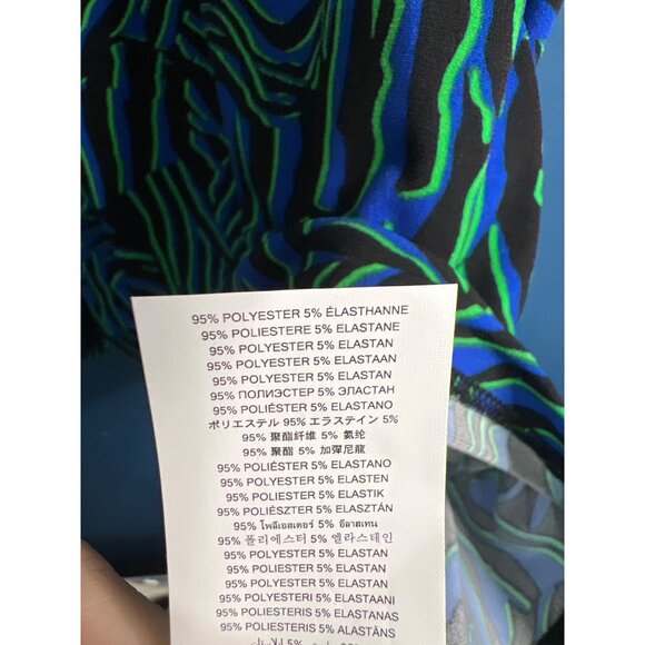 Michael Kors Womens 2X Top Black Blue & Green Abstract Print Short Sleeve - Picture 6 of 9